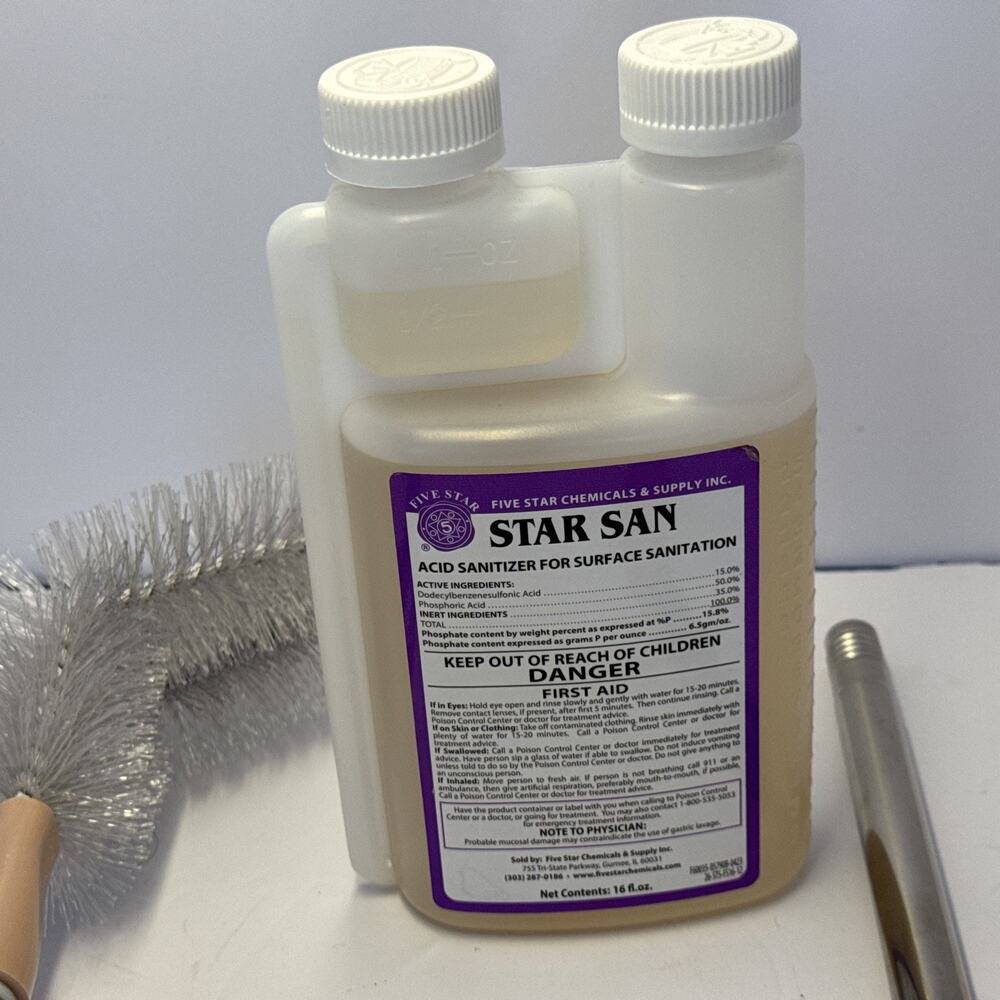 Five Star Star San 16 oz High Foam Sanitizer New w/ Bottle Cleaning Ext. Brush